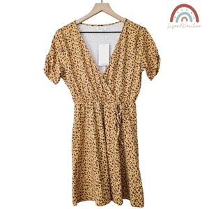 New! Stitch & Pine Floral Fit & Flare Faux Wrap Bohemian Knit Mini Dress